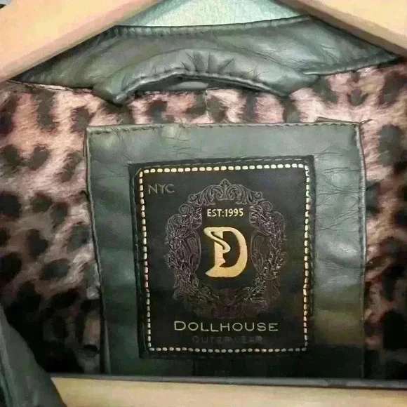 Dollhouse Olive Greeb Faux Leather Bomber Jacket, Size L - Picture 5 of 7